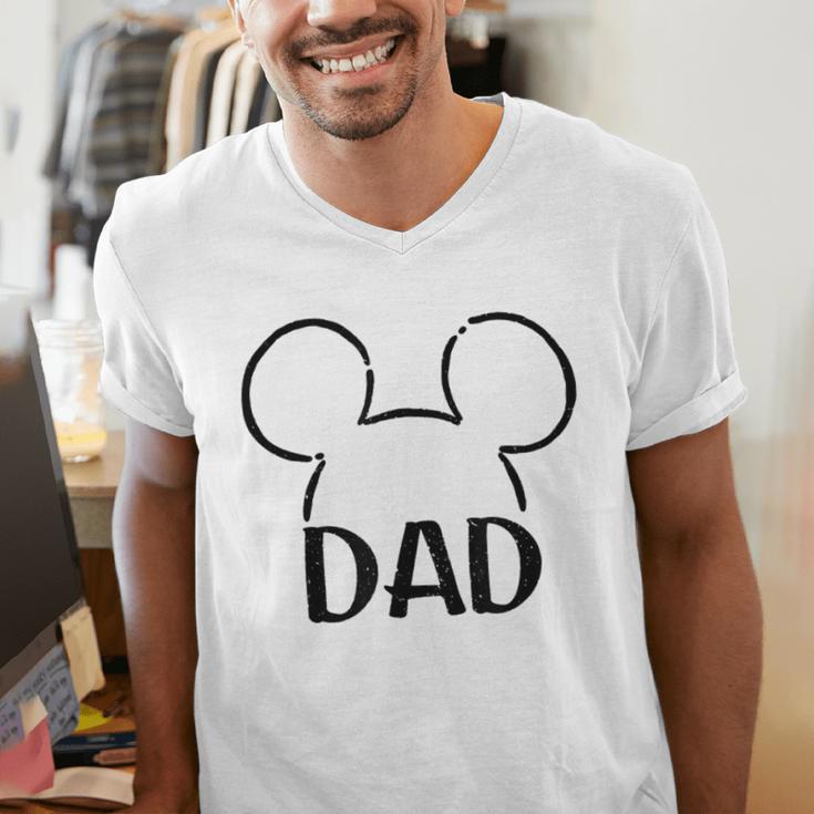 Disney Mickey And Friends Dad Mickey Ears Outline Logo Men's V-Neck T-Shirt