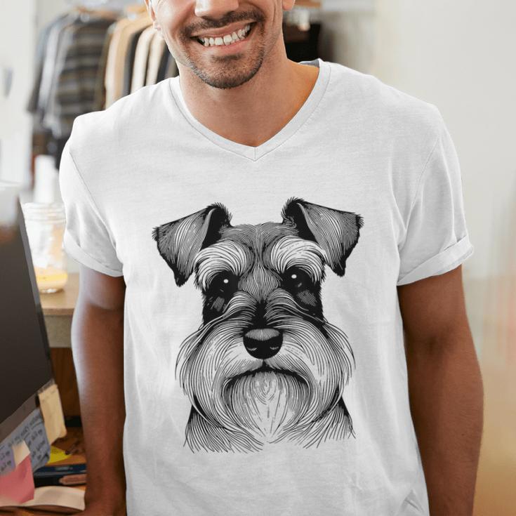 Dog Fingerprint Miniature Schnauzer Dad Mom Men's V-Neck T-Shirt
