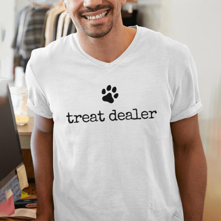 Dog Treat Dealer Vintage Pet Print Dog Dad Mom Men's V-Neck T-Shirt