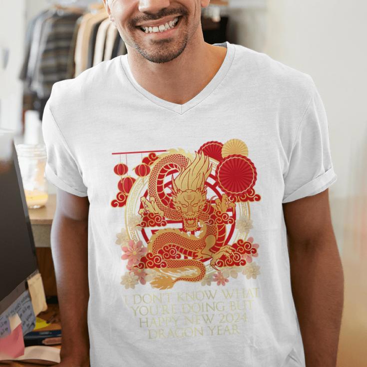 I Dont Know What Youre Doing Chinese New Year Introvert Raglan Baseball Tee Men's V-Neck T-Shirt