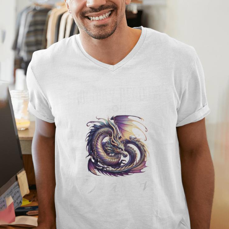 Dragon Fantasy Book Lover And Apparel Probably Reading About Dragons Men's V-Neck T-Shirt