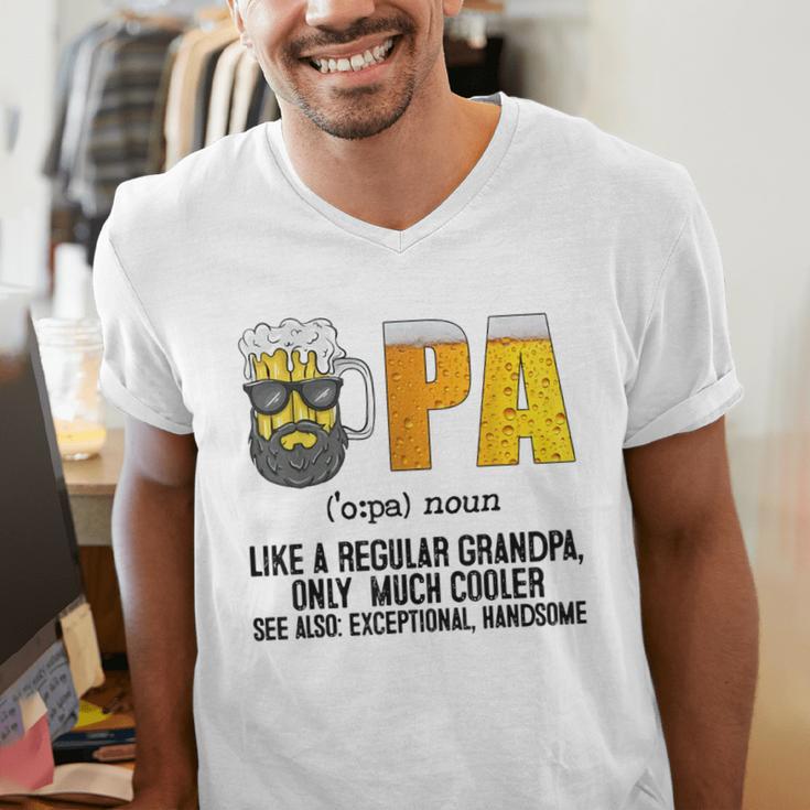Drinking Opa Like A Regular Grandpa Much Cooler Beer Dad Men's V-Neck T-Shirt