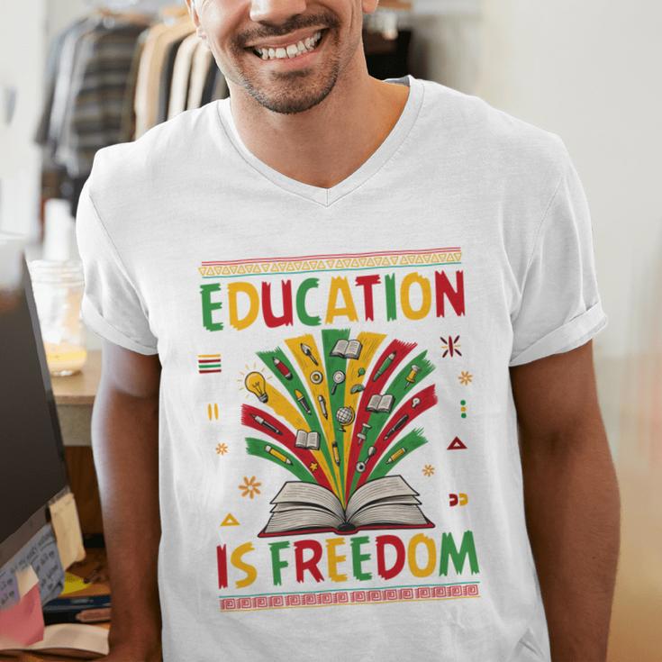 Education Is Freedom Books Lover History Month Men's V-Neck T-Shirt