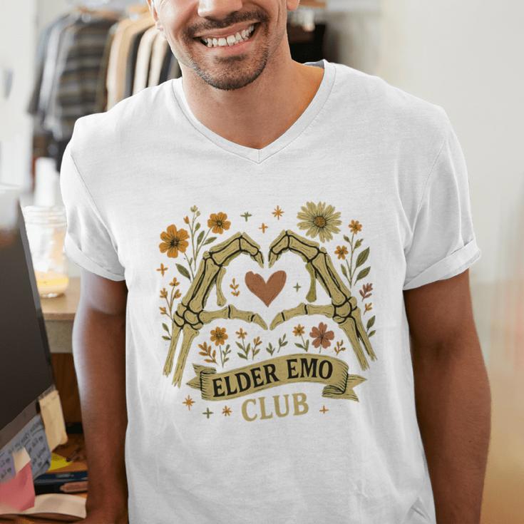 Elder Emo Club Skeleton Hands Heart Nostalgia Premium Tri-Blend Men's V-Neck T-Shirt
