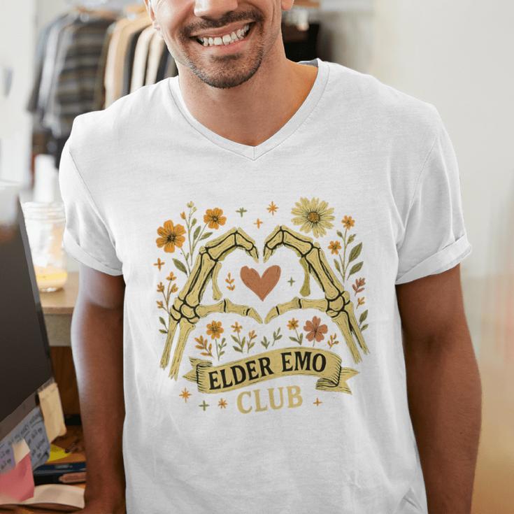 Elder Emo Club Skeleton Hands Heart Nostalgia Men's V-Neck T-Shirt