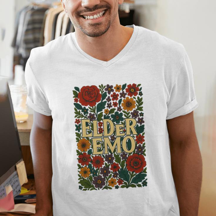 Elder Emo Floral Gothic Vintage Nostalgia Premium Tri-Blend Men's V-Neck T-Shirt Elder Emo Floral Gothic Vintage Nostalgia Premium Tri-Blend Men's V-Neck T-Shirt