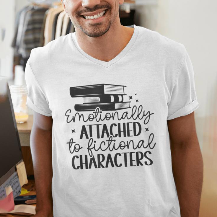Emotionally Attached To Fictional Characters Banned Books Men's V-Neck T-Shirt