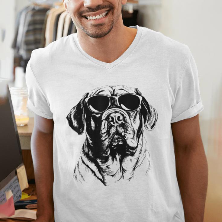 English Mastiff Sketch Drawing Art Dog Lover Mom Dad Women Men's V-Neck T-Shirt