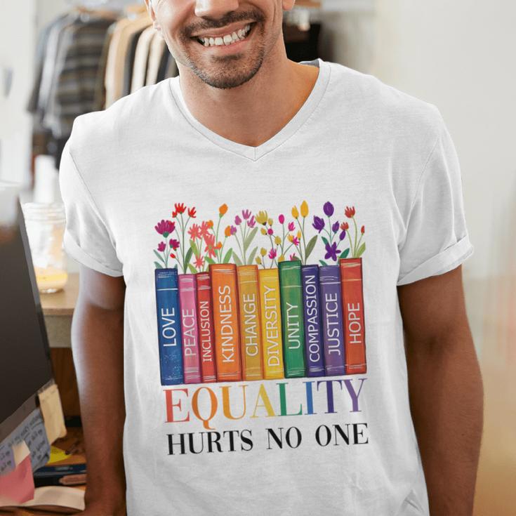 Equality Hurts No One LGBTQ Pride Books And Flowers Men's V-Neck T-Shirt Equality Hurts No One LGBTQ Pride Books And Flowers Men's V-Neck T-Shirt