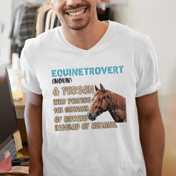 Equinetrovert Definition Equine Horse Riding Introvert Men's V-Neck T-Shirt