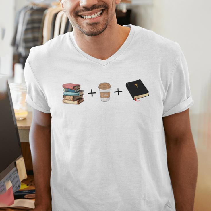 Everything a Girl Needs Books Coffee Jesus Men's V-Neck T-Shirt Everything a Girl Needs Books Coffee Jesus Men's V-Neck T-Shirt