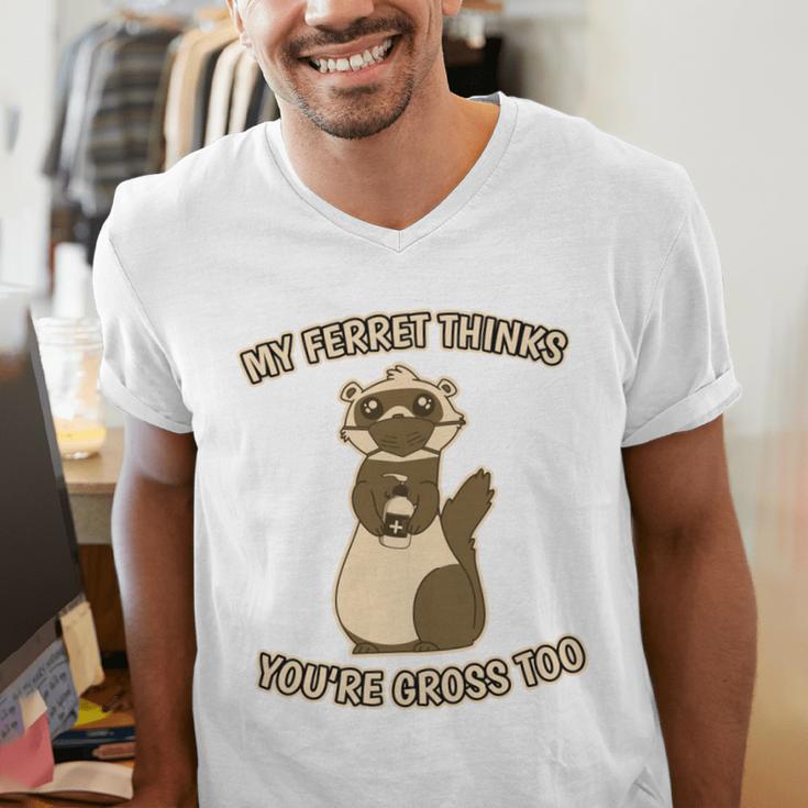 Ew People Ferret Saying Mask Introvert Ferrets Men's V-Neck T-Shirt Ew People Ferret Saying Mask Introvert Ferrets Men's V-Neck T-Shirt