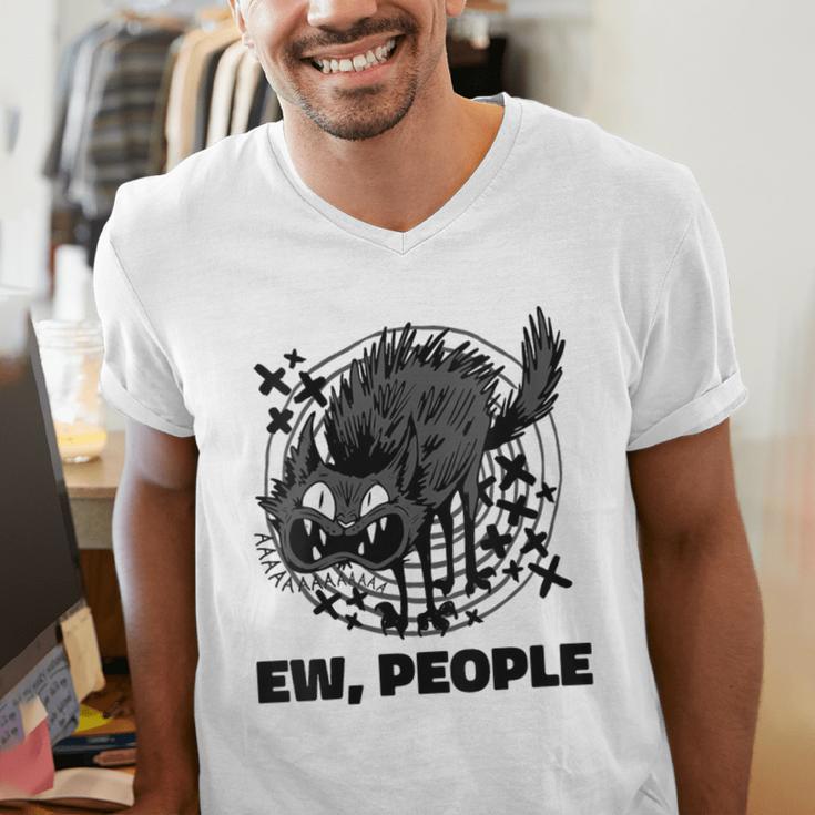 Ew People Introvert Cat Lover Crazy Cats Lady Men's V-Neck T-Shirt Ew People Introvert Cat Lover Crazy Cats Lady Men's V-Neck T-Shirt