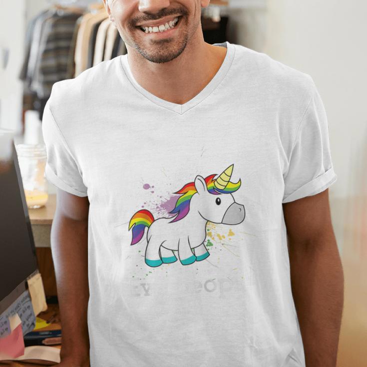 Ew People Unicorn Lover Introvert Rainbow Unicorn Raglan Baseball Tee Men's V-Neck T-Shirt