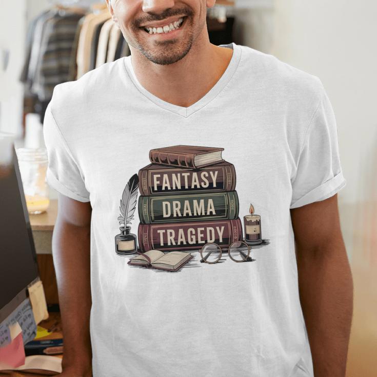 Fantasy Drama Tragedy Gothic Book Lover Bookworm Men's V-Neck T-Shirt