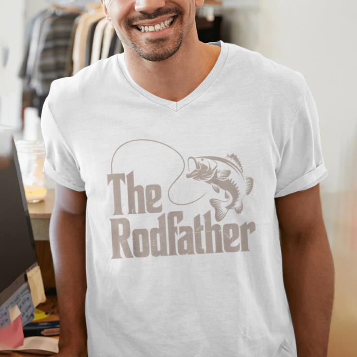 Father Day The Rodfather Dad Fishing From Daughter Son Men's V-Neck T-Shirt