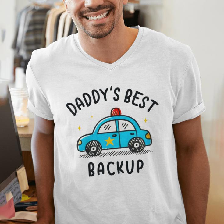 Father Son Daughter Daddy's Best Backup Father's Day Toddler Men's V-Neck T-Shirt
