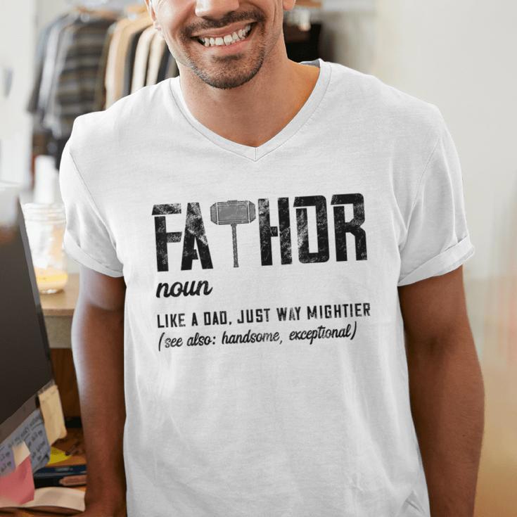 Fathor Like Dad Just Way Mightier Father's Day FA-Thor Men's V-Neck T-Shirt