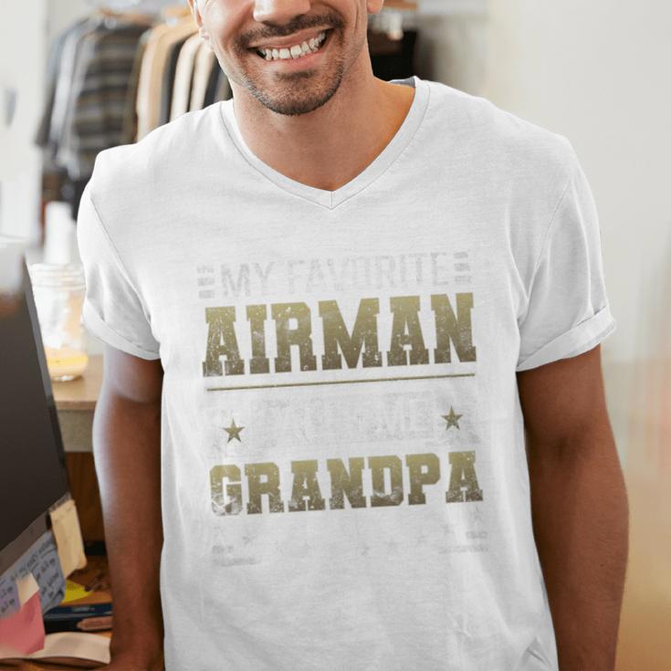 My Favorite Airman Calls Me Grandpa Airman Graduation Premium Men's V-Neck T-Shirt