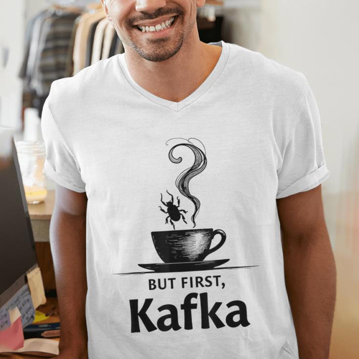 But First Kafka Coffee For Literature & Book Lovers Men's V-Neck T-Shirt