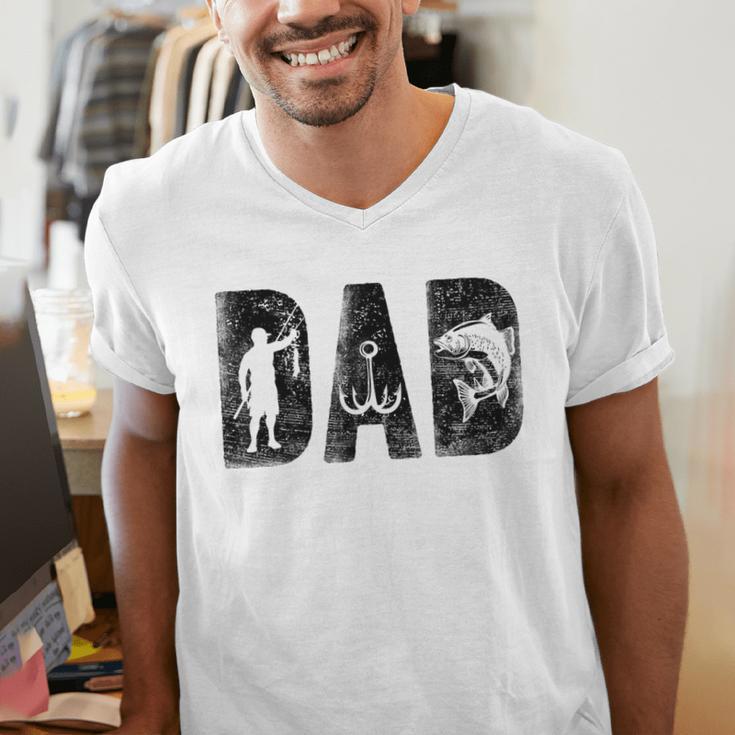 Fishing Dad Birthday Classic Bold Font Fish Daddy Men's V-Neck T-Shirt Fishing Dad Birthday Classic Bold Font Fish Daddy Men's V-Neck T-Shirt