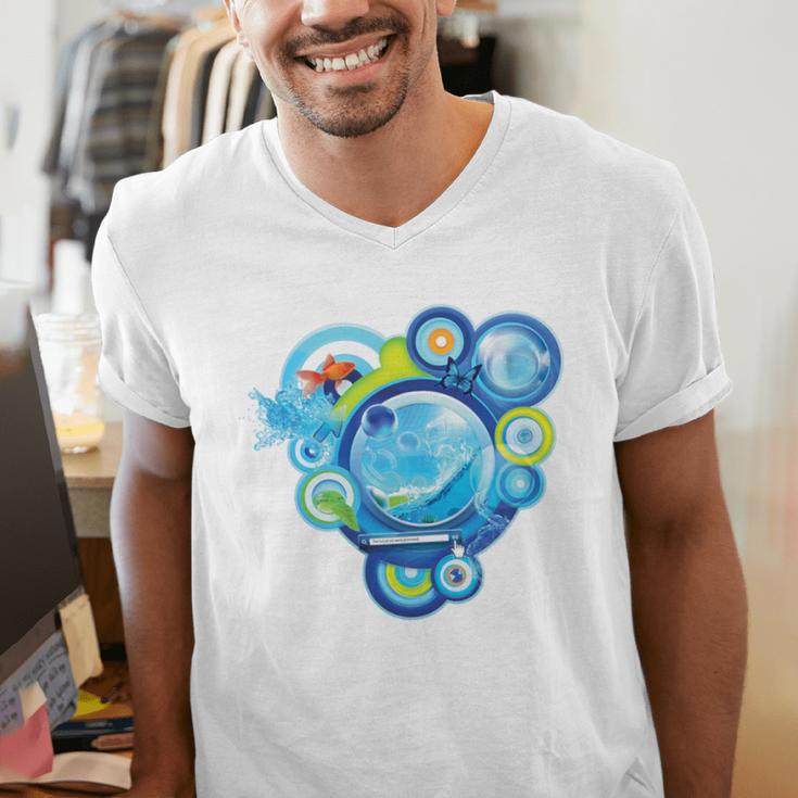 Frutiger Aero Metro Abstract Maximalism 2000s Nostalgia Premium Tri-Blend Men's V-Neck T-Shirt