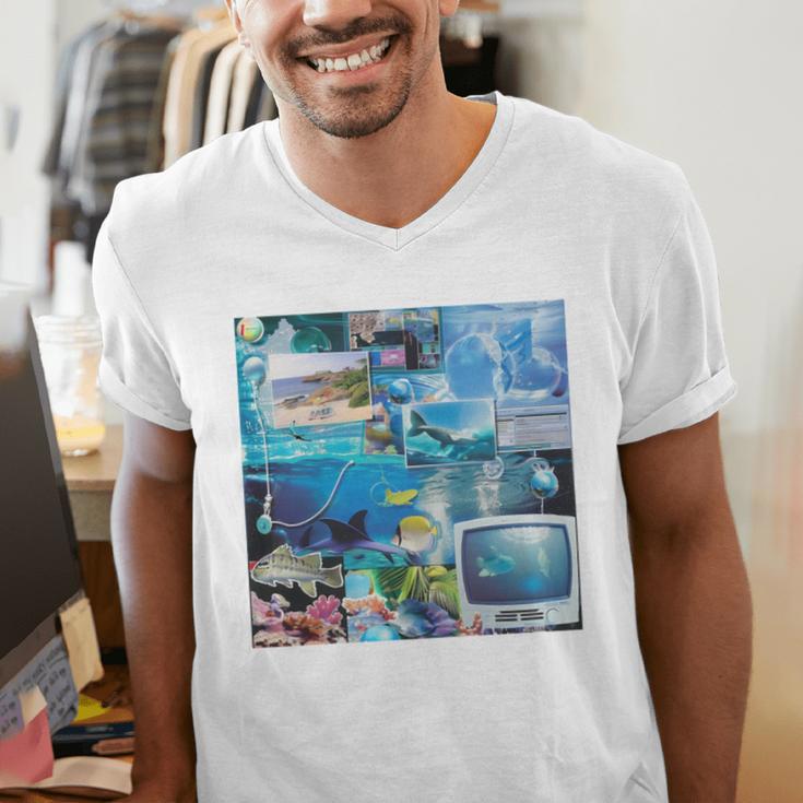 Frutiger Aero Retro Vibes Men's V-Neck T-Shirt Frutiger Aero Retro Vibes Men's V-Neck T-Shirt