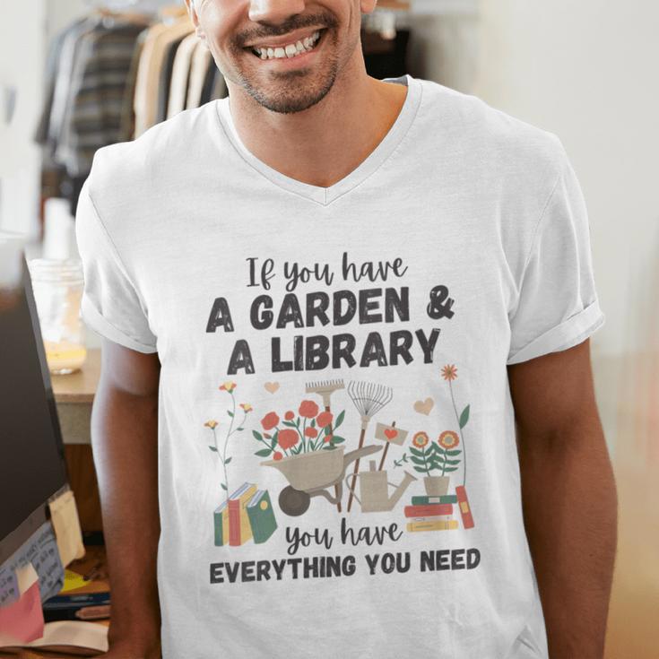 Gardening & Library Lover Books Reading Plants Cute Men's V-Neck T-Shirt Gardening & Library Lover Books Reading Plants Cute Men's V-Neck T-Shirt