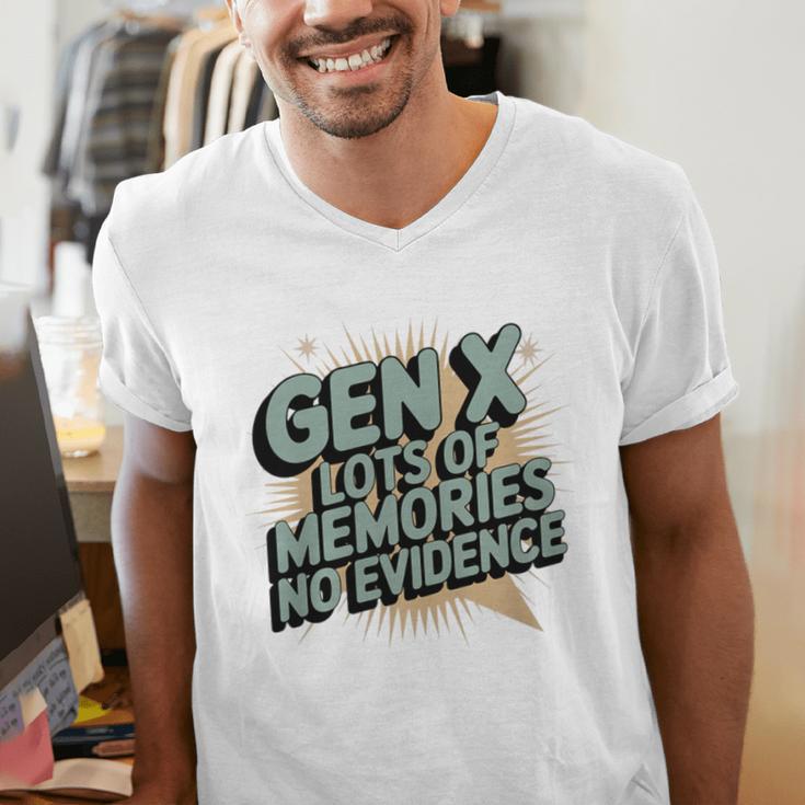 Gen X Lots Of Memories No Evidence Nostalgia Throwback Quote Premium Tri-Blend Men's V-Neck T-Shirt