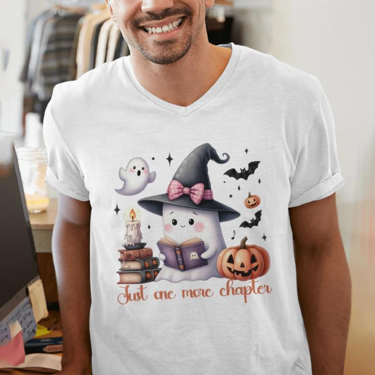 Ghost Reading Book Coquette Bow Halloween Girl Toddler Kid Premium Men's V-Neck T-Shirt