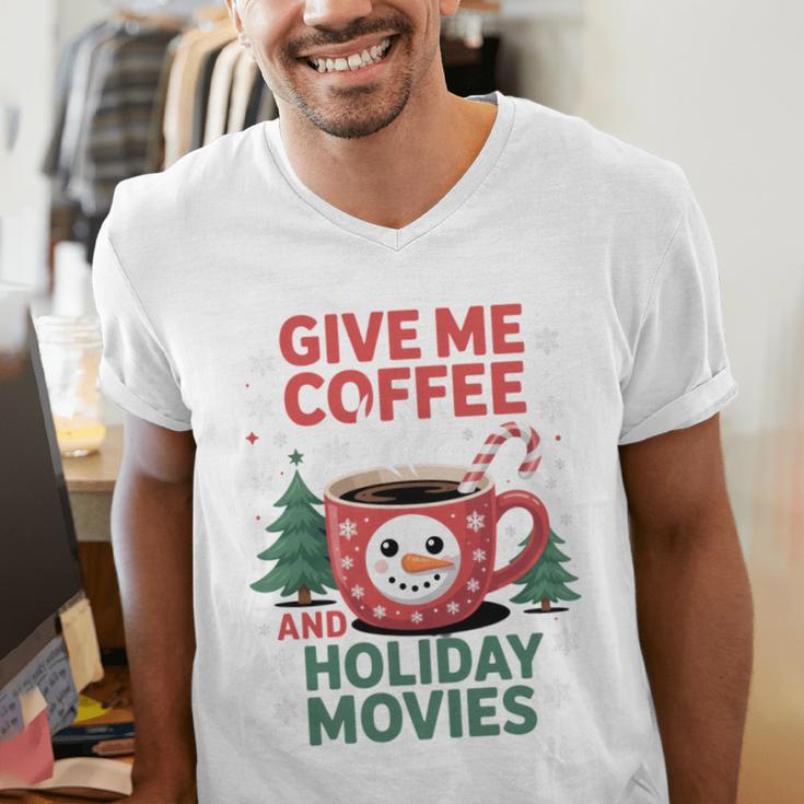 Give Me Coffee And Holiday Movies Introvert Christmas Men's V-Neck T-Shirt