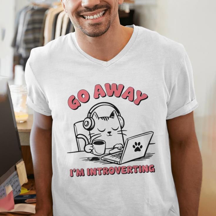 Go Away I´m Introverting Stay Home Socially Awkward Men's V-Neck T-Shirt Go Away I´m Introverting Stay Home Socially Awkward Men's V-Neck T-Shirt