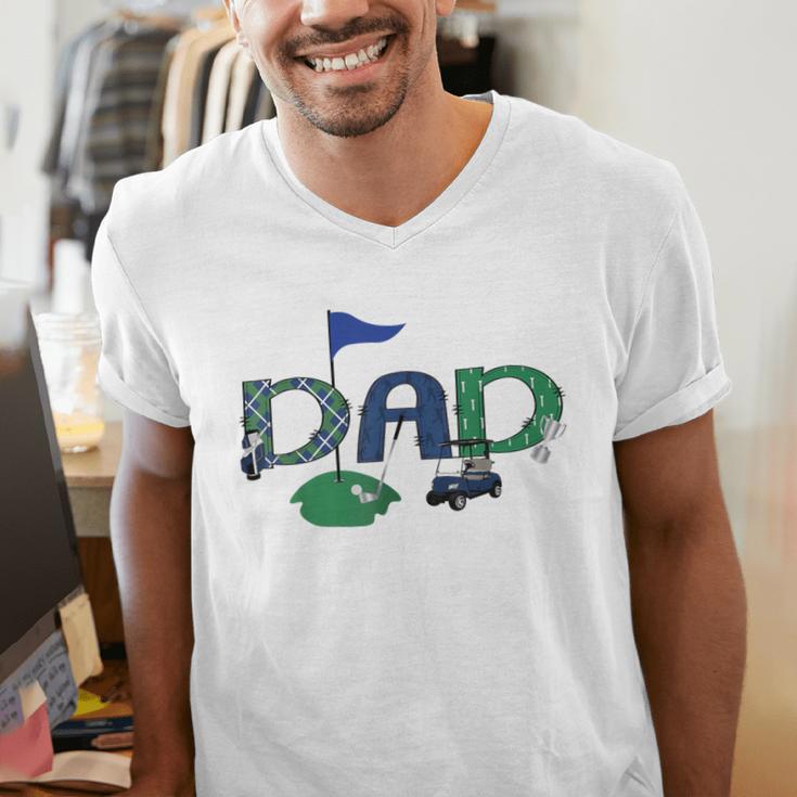 Golf Dad Hole In One Golf First Birthday Boy Party Men's V-Neck T-Shirt