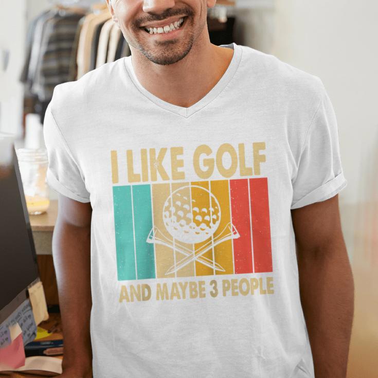 I Like Golf And Maybe 3 People Introvert Raglan Baseball Tee Men's V-Neck T-Shirt I Like Golf And Maybe 3 People Introvert Raglan Baseball Tee Men's V-Neck T-Shirt