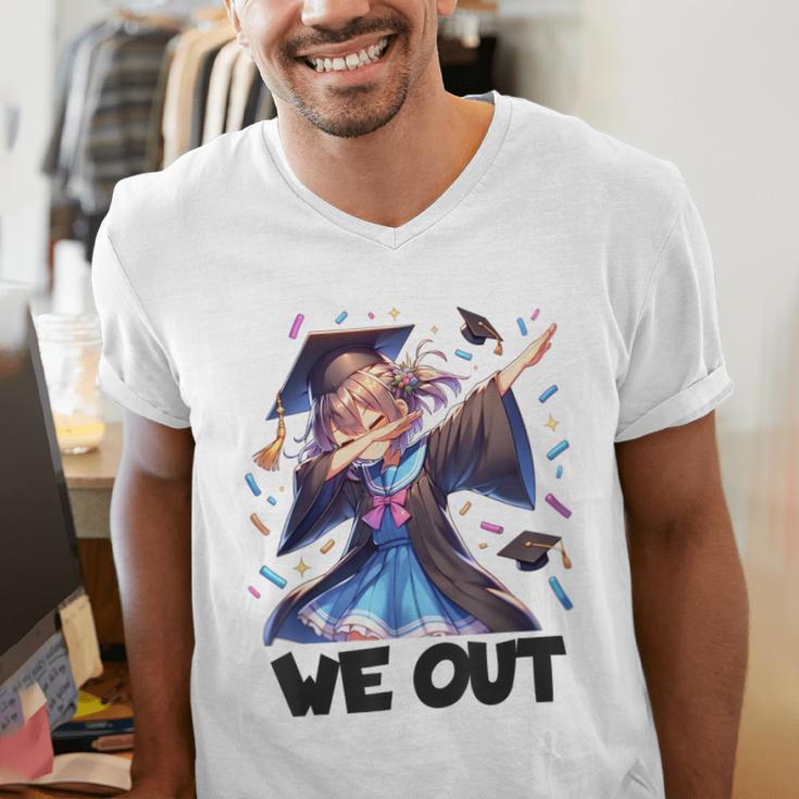 We Out Graduate Dabbing Anime Girl Grad Graduation Men's V-Neck T-Shirt