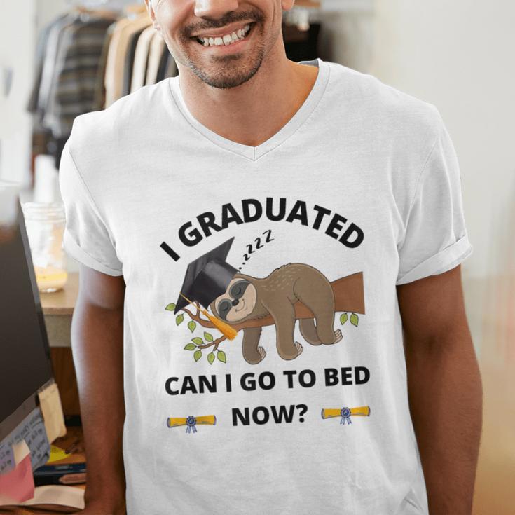 I Graduated Can I Go Back To Bed Sloth Graduation Cap Men's V-Neck T-Shirt
