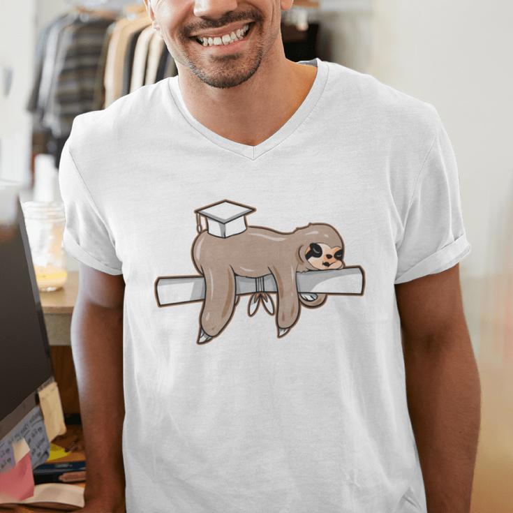 Graduation 2022 PhD Sloth Bachelor Master School Doctor Men's V-Neck T-Shirt