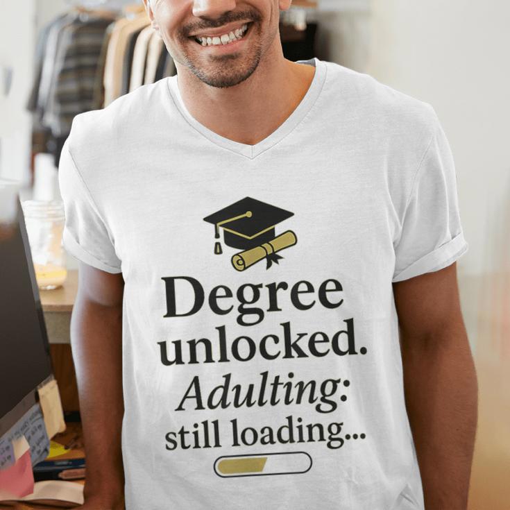Graduation 2025 Degree Unlocked Adulting Still Loading Men's V-Neck T-Shirt