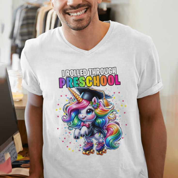 Graduation Preschool Unicorn Roller Skate Girls Pre-K Grad Men's V-Neck T-Shirt