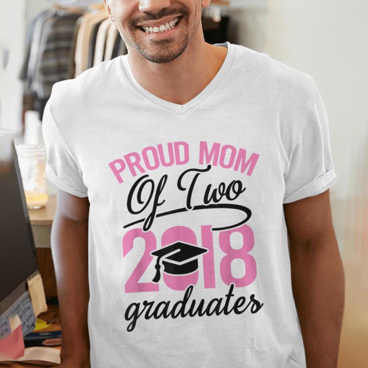 Graduation Shirt For Mom With Twins Proud Mom Of Two Men's V-Neck T-Shirt