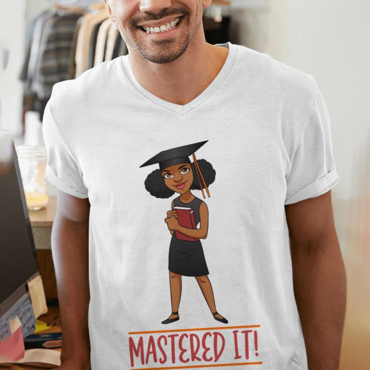 Graduation Woman Tshirt Black Melanin Masters Degree Men's V-Neck T-Shirt