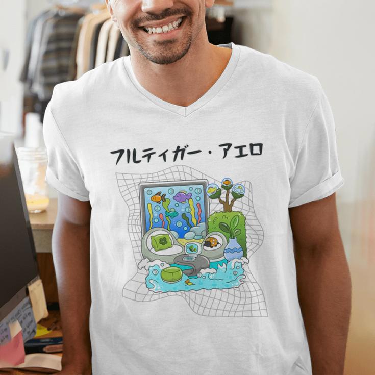 Grass Fun UI UX Er Computer Retro Fish Frutiger Aero Premium Tri-Blend Men's V-Neck T-Shirt Grass Fun UI UX Er Computer Retro Fish Frutiger Aero Premium Tri-Blend Men's V-Neck T-Shirt