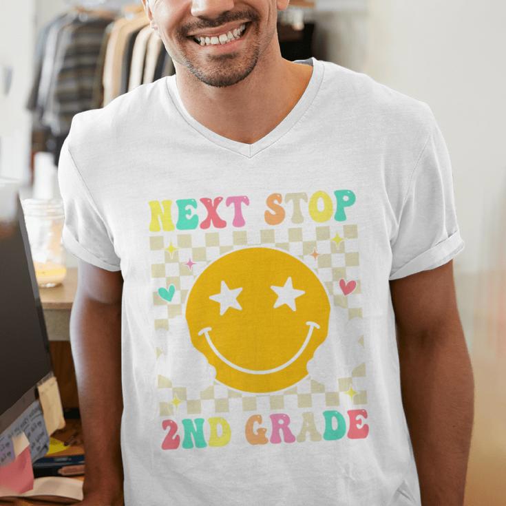 Groovy Next Stop 2nd Grade 1st Grade Graduation 2025 Premium Men's V-Neck T-Shirt
