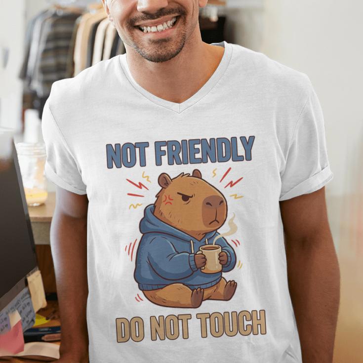 Grouchy Capybara Not Friendly Do Not Touch Introvert Premium Tri-Blend Men's V-Neck T-Shirt