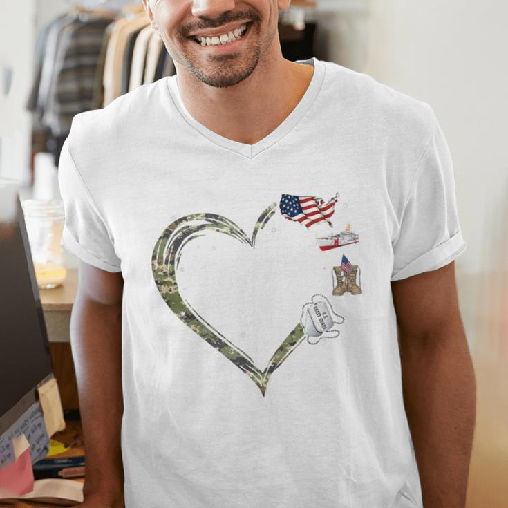Heart Coast Guard Wife Coast Guard Graduation Wife USCG Wife Men's V-Neck T-Shirt