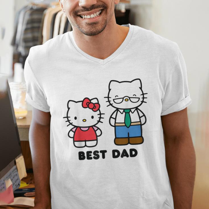 Hello Kitty Best Dad Fathers Day Small Men's V-Neck T-Shirt Hello Kitty Best Dad Fathers Day Small Men's V-Neck T-Shirt