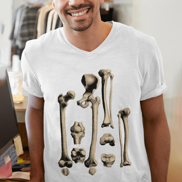 Hip And Leg Bones Book Print Vintage Human Bones Men's V-Neck T-Shirt Hip And Leg Bones Book Print Vintage Human Bones Men's V-Neck T-Shirt