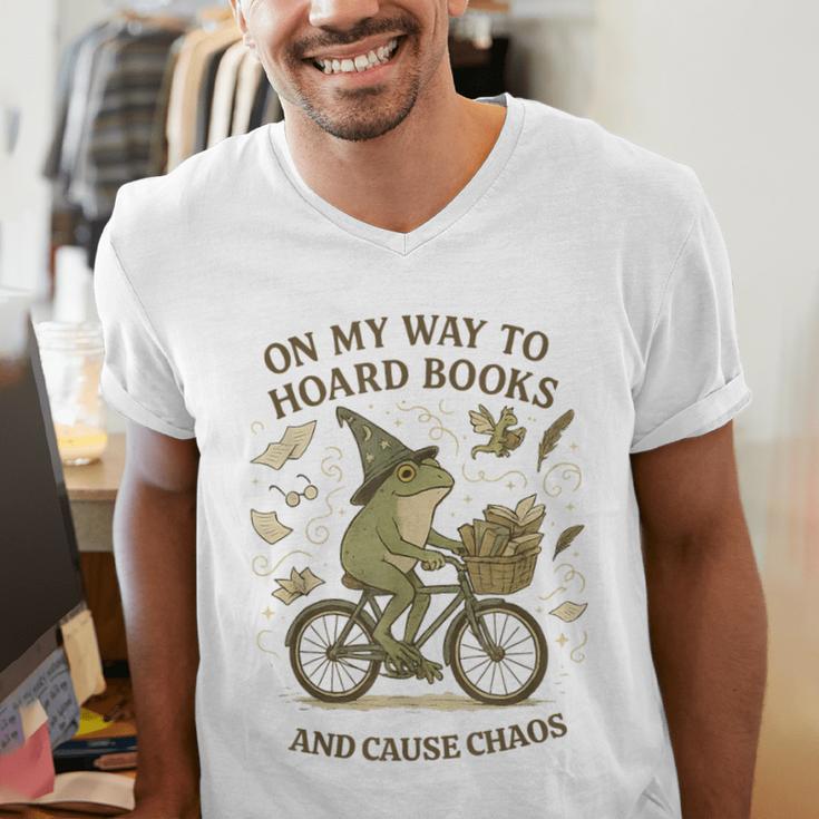 On My Way To Hoard Books And Cause Chaos Tom Foolery Men's V-Neck T-Shirt On My Way To Hoard Books And Cause Chaos Tom Foolery Men's V-Neck T-Shirt