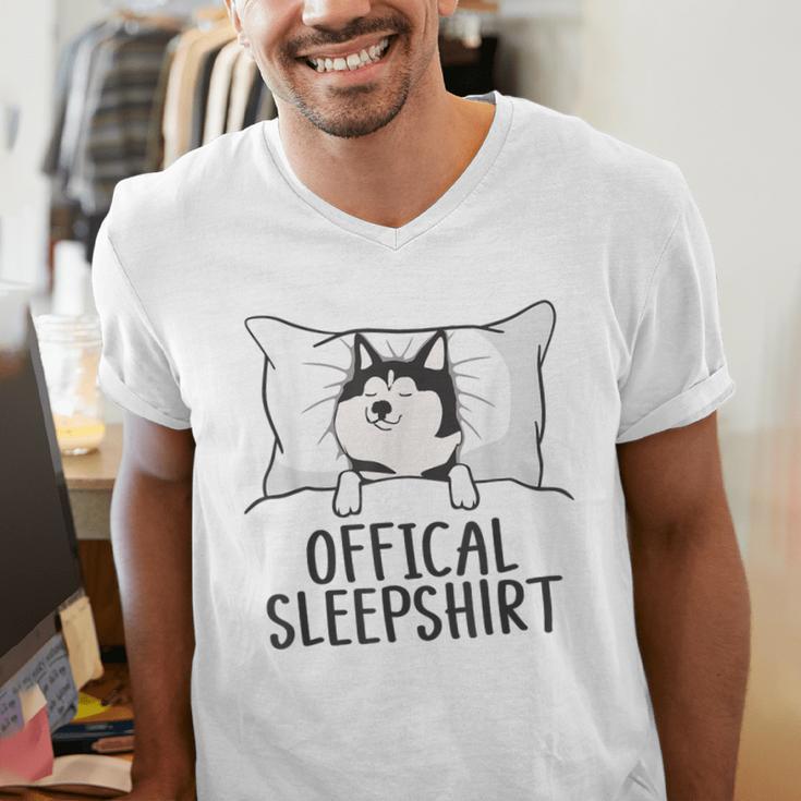 Husky Dog Pajama Husky Official Sleepshirt Mom Dad Kid Men's V-Neck T-Shirt