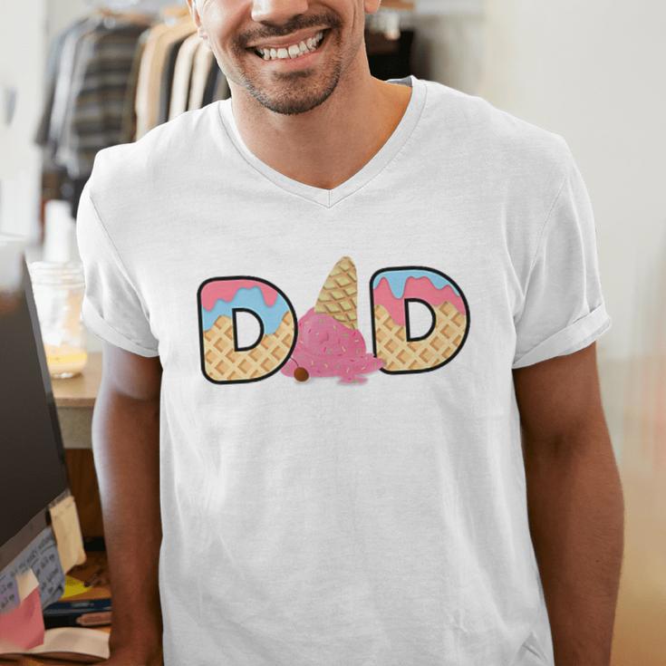 Ice Cream Dad 1st Birthday Matching Family Men's V-Neck T-Shirt Ice Cream Dad 1st Birthday Matching Family Men's V-Neck T-Shirt